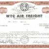 WTC Air Freight Share Certificate 1971 California Aviation Stock WTC Air Freight Share Certificate 1971 California Aviation Stock