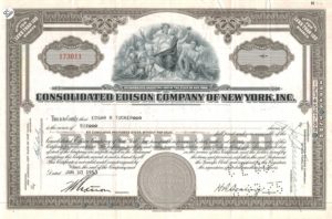 Consolidated Edison Company Share Certificate 1953 New York Utility Stock Consolidated Edison Company Share Certificate 1953 New York Utility Stock