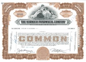 Norwich Pharmacal Company Share Certificate 1956 New York Pharmaceutical Stock
