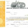 Morton-Norwich Products Share Certificate 1971 Delaware Pharmaceutical Stock Morton-Norwich Products Share Certificate 1971 Delaware Pharmaceutical Stock