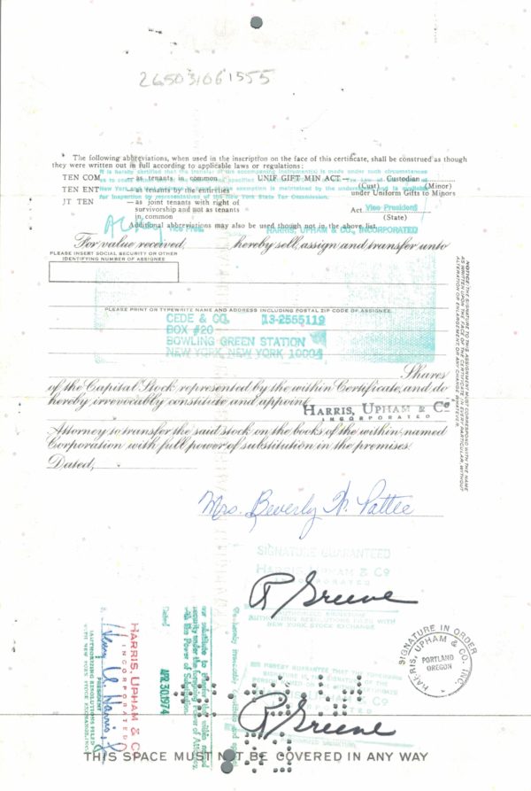 American District Telegraph Company Stock Certificate, 1971 American District Telegraph Company Stock Certificate, 1971