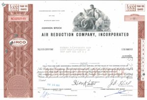 Air Reduction Company Incorporated Stock Certificate, 1966