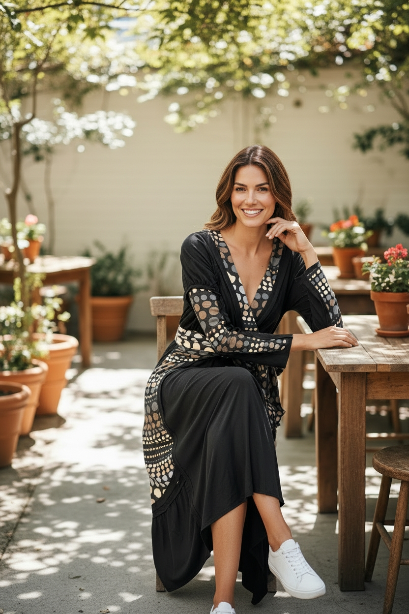 Per Una Collezione Italiana Ladies Dress, UK 10, Black Mix