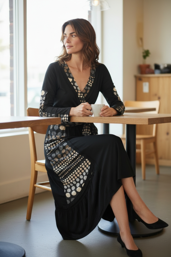 Per Una Collezione Italiana Ladies Dress, UK 10, Black Mix