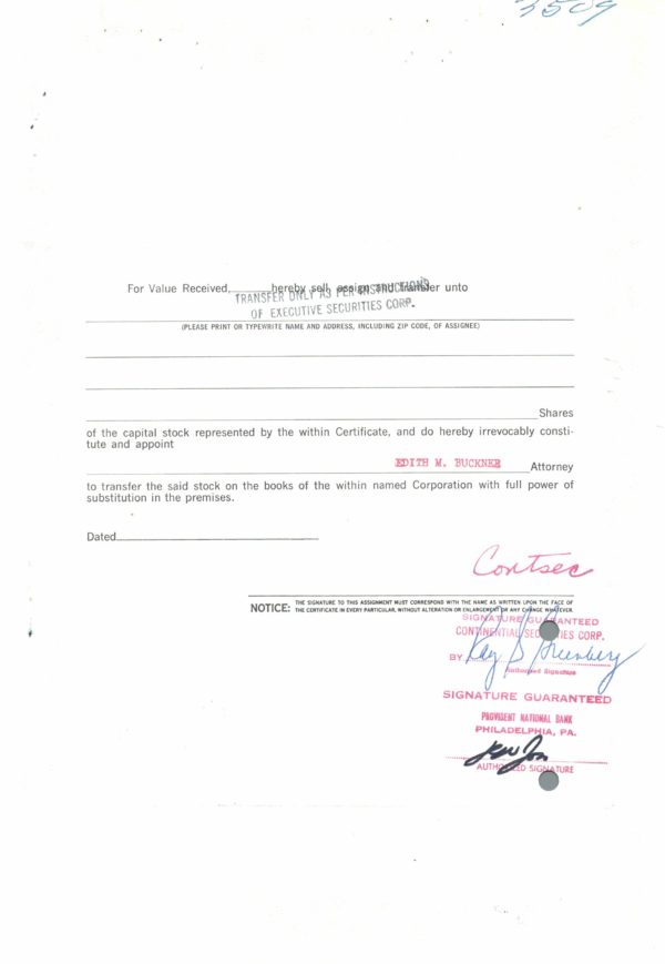 Weinschel Engineering Co. Stock Certificate – 25 Shares, 1970