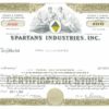Spartans Industries Inc. Stock Certificate – Class A, 100 Shares, 1968 Spartans Industries Inc. Stock Certificate – Class A, 100 Shares, 1968