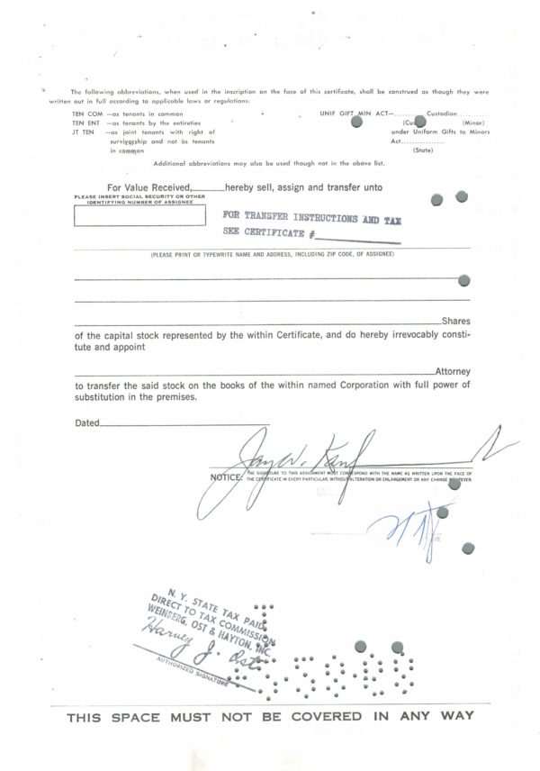 Proteus Foods & Industries Inc. Stock Certificate – 100 Shares, 1968 Proteus Foods & Industries Inc. Stock Certificate – 100 Shares, 1968