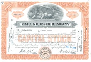 Magma Copper Company Share Certificate 1961