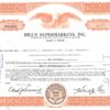 Hill’s Supermarkets Inc Share Certificate 1960