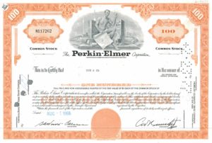 Perkin-Elmer Corporation Share Certificate 1968 – 100 Shares Perkin-Elmer Corporation Share Certificate 1968 – 100 Shares