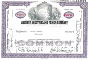 Virginia Electric and Power Company Share Certificate, 1973 Virginia Electric and Power Company Share Certificate, 1973
