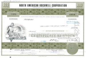 North American Rockwell Corporation Common Stock Certificate, 1967 North American Rockwell Corporation Common Stock Certificate, 1967