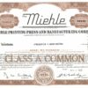 Miehle Printing Press and Manufacturing Company Class A Share Certificate, 1956 Miehle Printing Press and Manufacturing Company Class A Share Certificate, 1956