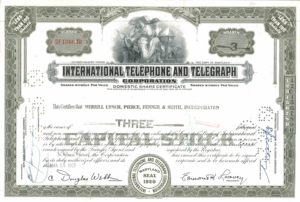 International Telephone and Telegraph Corporation Share Certificate, 1959