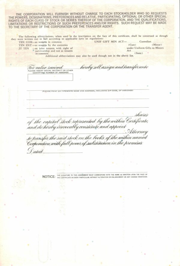 Seatrain Lines Inc Share Certificate – Undated – Blank Shares Seatrain Lines Inc Share Certificate – Undated – Blank Shares