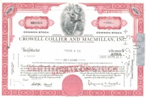 Crowell Collier and Macmillan Inc Share Certificate 1973 – 1000 Shares Crowell Collier and Macmillan Inc Share Certificate 1973 – 1000 Shares