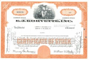 E.J. Korvette Inc Share Certificate, 1961 – 50 Shares E.J. Korvette Inc Share Certificate, 1961 – 50 Shares