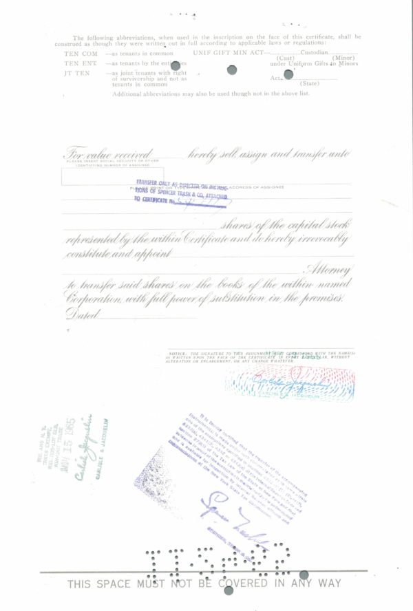 North American Aviation Share Certificate, 1965 – 4 Shares North American Aviation Share Certificate, 1965 – 4 Shares