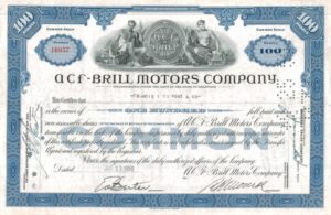A.C.F.–Brill Motors Company Share Certificate, 1950 A.C.F.–Brill Motors Company Share Certificate, 1950