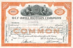 A.C.F.–Brill Motors Company Share Certificate, 1951 A.C.F.–Brill Motors Company Share Certificate, 1951