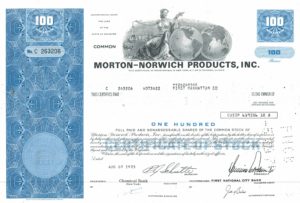 Morton-Norwich Products, Inc. Share Certificate, 1973 Morton-Norwich Products, Inc. Share Certificate, 1973
