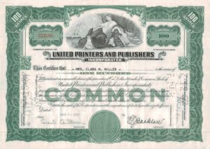 United Printers and Publishers Incorporated Share Certificate, 1955 United Printers and Publishers Incorporated Share Certificate, 1955