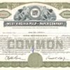 West Virginia Pulp & Paper Company Share Certificate 1958 – 100 Shares