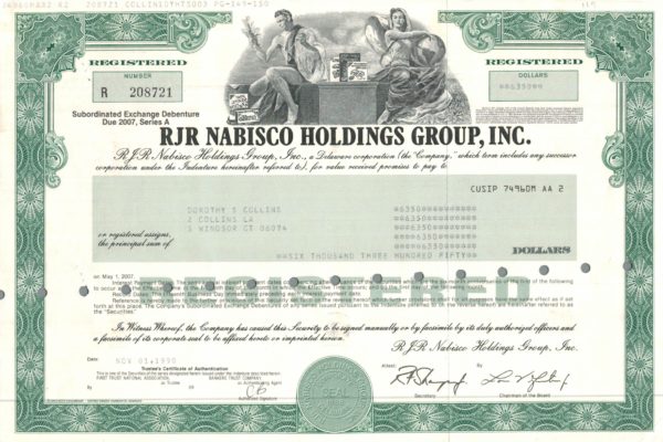 RJR Nabisco Holdings Group Debenture – 1990 Series A RJR Nabisco Holdings Group Debenture – 1990 Series A