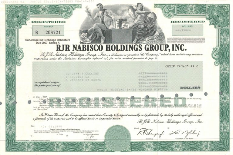 RJR Nabisco Holdings Group Debenture – 1990 Series A