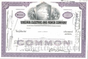 Virginia Electric and Power Company Share Certificate 1963 – 50 Shares
