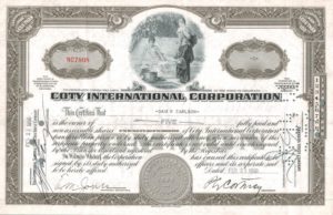 Coty International Corporation Share Certificate 1950 – 5 Shares