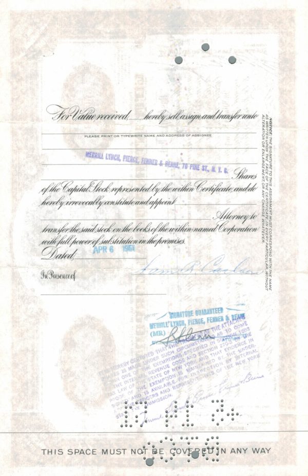 Coty International Corporation Share Certificate 1950 – 5 Shares Coty International Corporation Share Certificate 1950 – 5 Shares