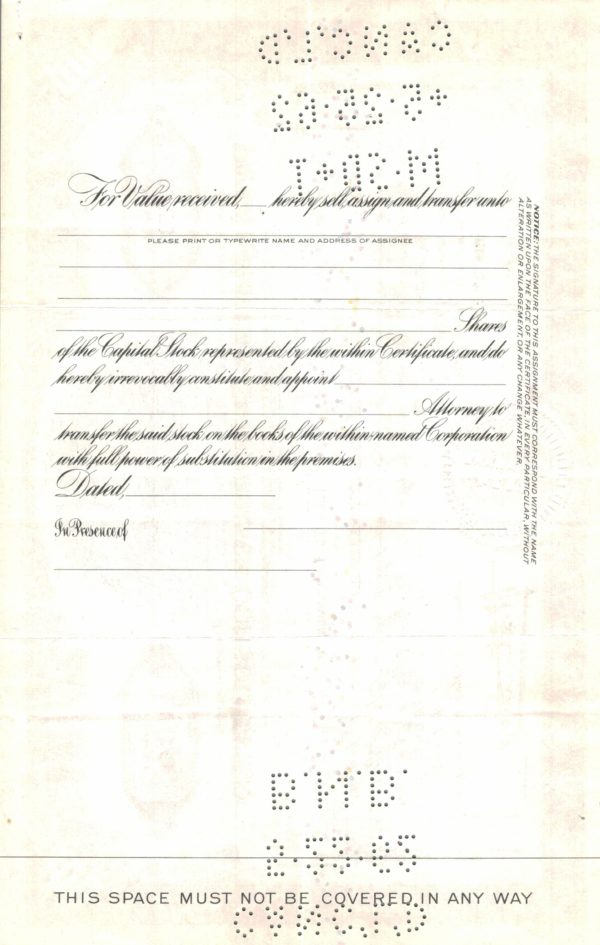 Patiño Mines & Enterprises Consolidated Share Certificate 1954 – 100 Shares Patiño Mines & Enterprises Consolidated Share Certificate 1954 – 100 Shares