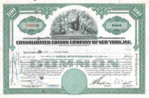 Consolidated Edison Company of New York Share Certificate 1946 – 100 Shares