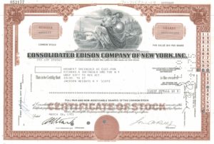 Consolidated Edison Company of New York Share Certificate 1971 – 4 Shares