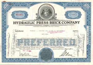 Hydraulic Press Brick Company Share Certificate 1949 – 5 Shares