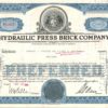 Hydraulic Press Brick Company Share Certificate 1949 – 5 Shares Hydraulic Press Brick Company Share Certificate 1949 – 5 Shares