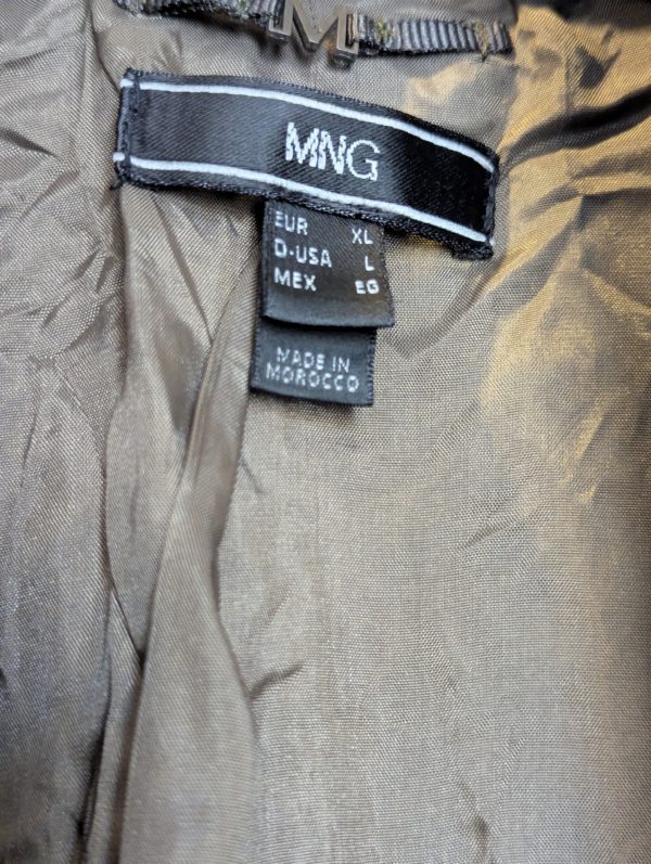 MNG Khaki Cotton Jacket with Ribbed Collar – UK Size 12–14