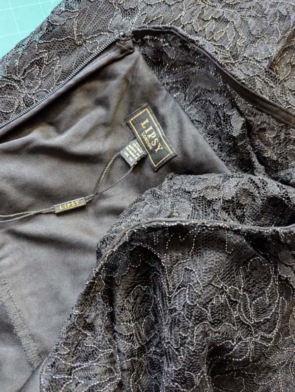 Lipsy London Black Lace Cocktail Dress – UK 12, 2010s