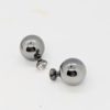 Gunmetal Double Ball Stud Earrings with Crystal Front