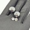 Gunmetal Double Ball Stud Earrings with Crystal Front