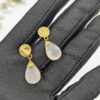 Gold-Tone Stud Drop Earrings with Light Pink Faux Stone