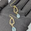 Gold-Tone Drop Earrings with Light Green Faux Stone
