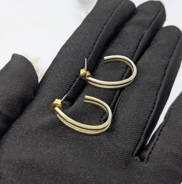 Goldtone Metal Half Hoop Earrings – Modern Minimalist Style
