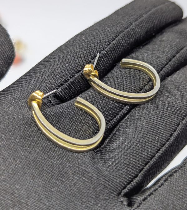 Goldtone Metal Half Hoop Earrings – Modern Minimalist Style