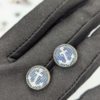Anchor Print Stud Earrings – Nautical Acrylic Dome Design Anchor Print Stud Earrings – Nautical Acrylic Dome Design