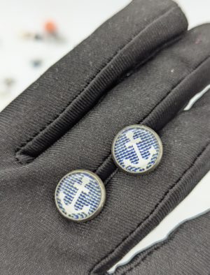 Anchor Print Stud Earrings – Nautical Acrylic Dome Design