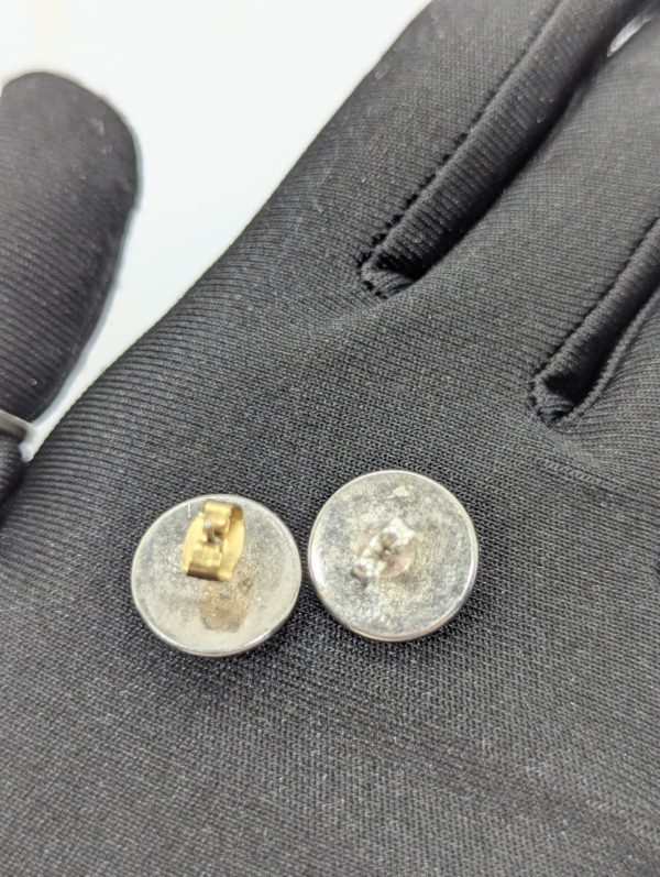 Anchor Print Stud Earrings – Nautical Acrylic Dome Design Anchor Print Stud Earrings – Nautical Acrylic Dome Design