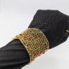 Gold Wire Mesh Cuff Bracelet with Red Beads – Handmade Boho Style