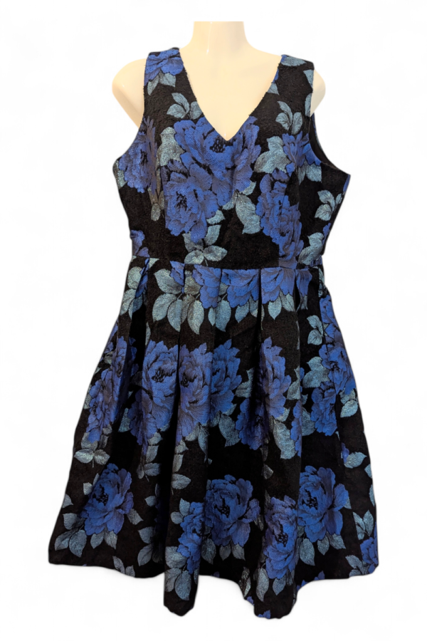 Louche Luxe Courtland Jacquard Floral Dress (c.2010s, Black & Blue) Louche Luxe Courtland Jacquard Floral Dress (c.2010s, Black & Blue)